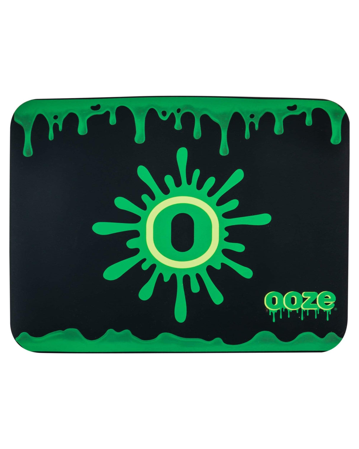 Ooze Dab Depot Combo Tray in black and green, top view, for concentrates and dry herbs