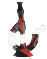 Ooze Echo 4-in-1 Silicone Bong in Black and Red with Clear Borosilicate Glass, Side View