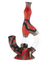 Ooze Echo 4-in-1 Silicone Bong in Red & Black, 90 Degree Joint, Front View on White Background