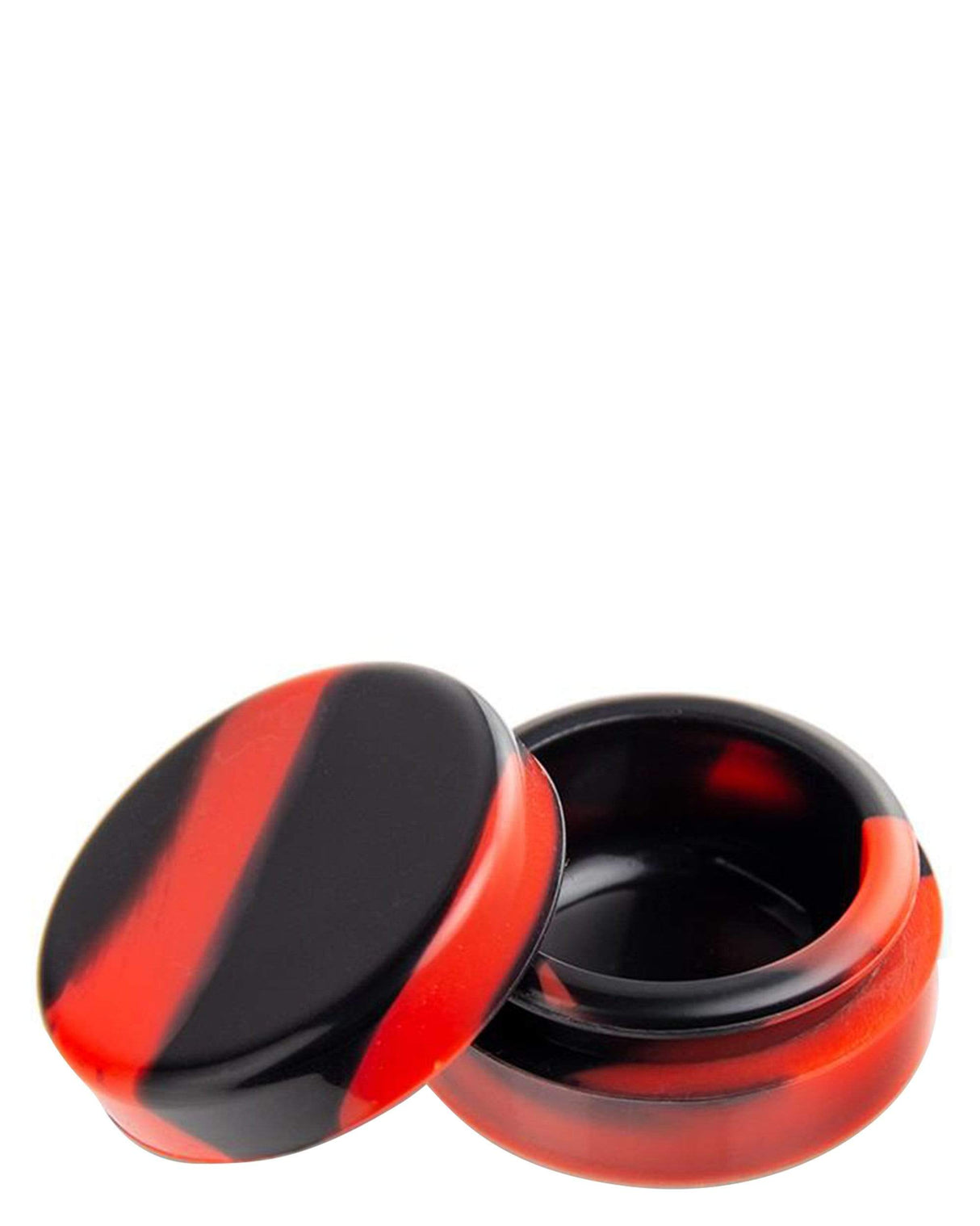 Ooze Echo Red and Black Silicone Stash Jar, Open View, Compact and Travel-Friendly