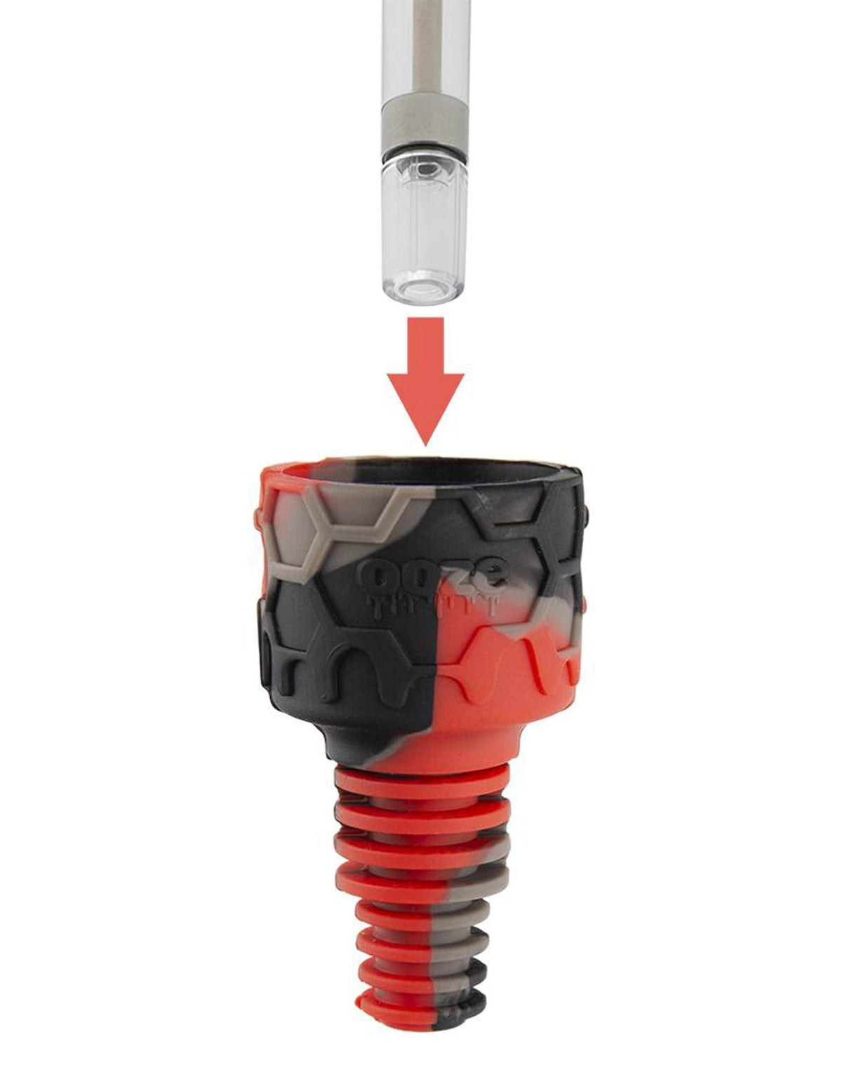 Ooze Echo 4-in-1 Silicone Bong in Red & Black - Durable, Easy to Clean, 9" Tall