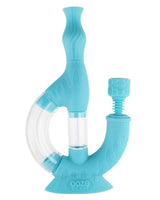 Ooze Echo 4-in-1 Silicone Bong in Teal, Front View, with Percolator and Stash Storage