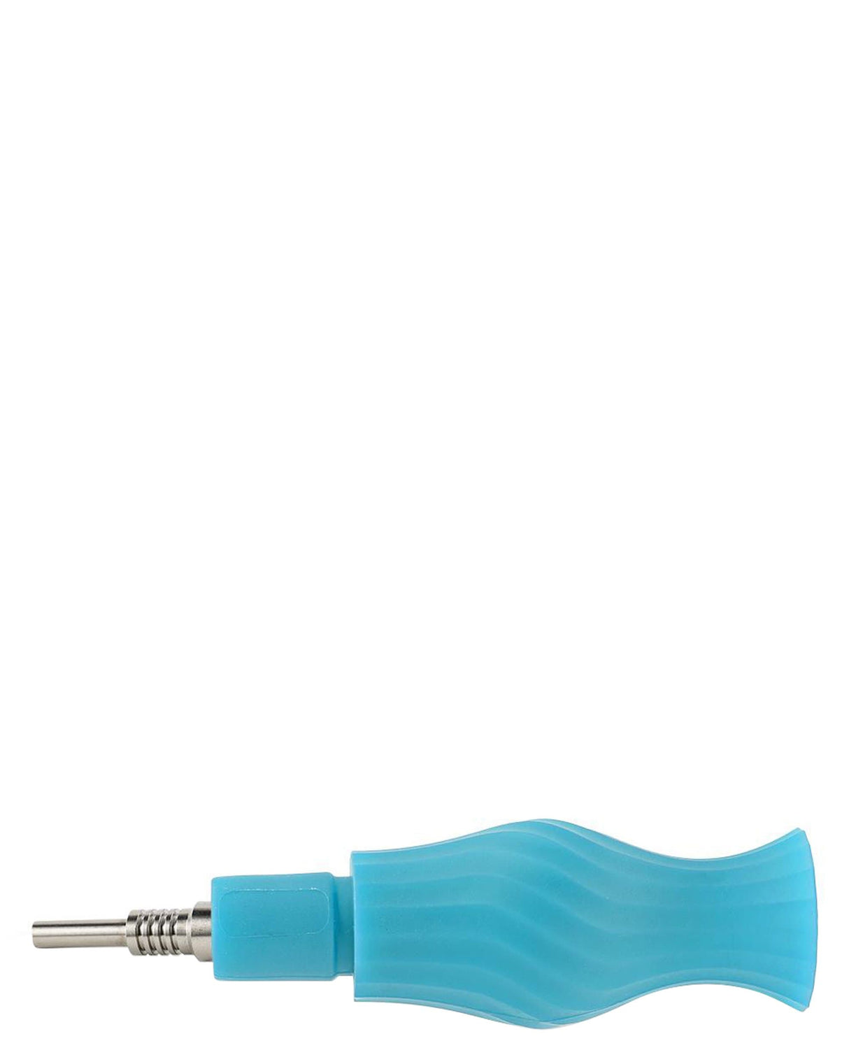 Ooze Echo 4-in-1 Silicone Bong in blue, side view, with slitted percolator and durable design