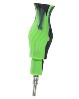 Ooze Echo 4-in-1 Silicone Bong in green, side view with slitted percolator and borosilicate glass