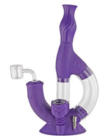 Ooze Echo Silicone Bong in Purple with Clear Borosilicate Glass, Front View on White Background