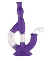 Ooze Echo 4-in-1 Silicone Bong in Purple with Slitted Percolator and Stash Storage, Front View