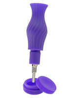 Ooze Echo 4-in-1 Silicone Bong in Purple, 9" Tall with Slitted Percolator, Front View