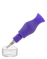 Ooze Echo 4-in-1 Silicone Bong in Purple, 90 Degree Joint, with Glass Bowl - Front View