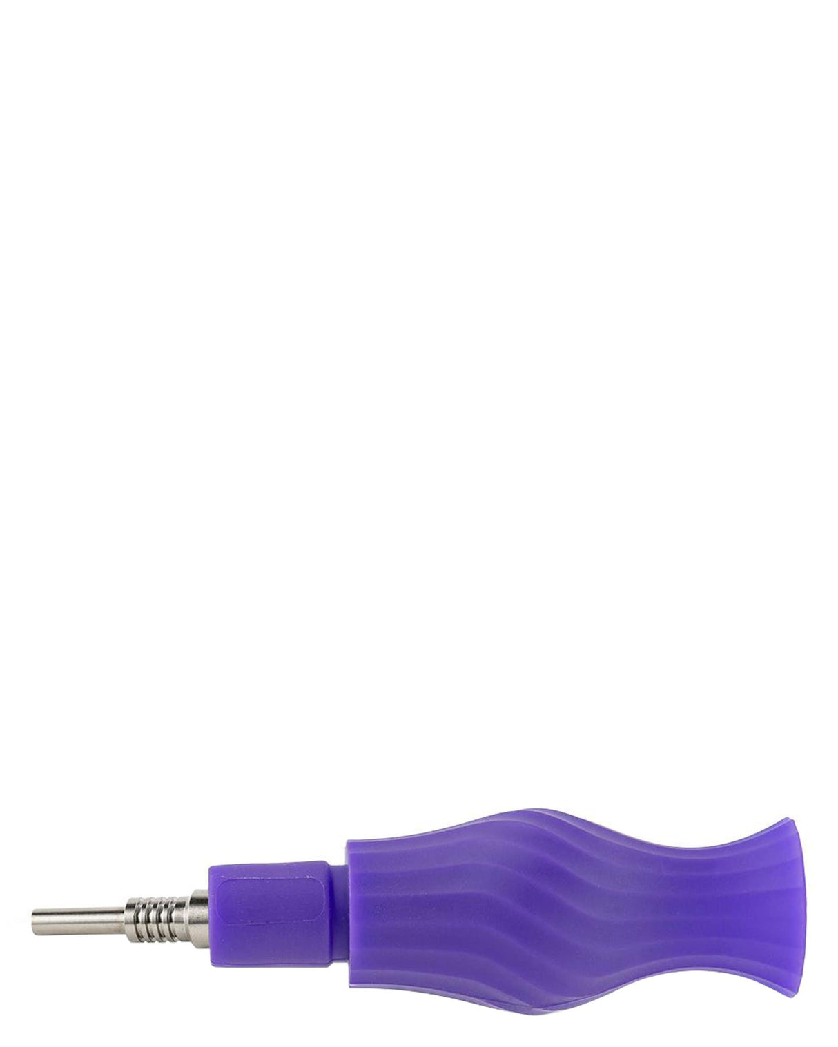 Ooze Echo Silicone Bong in Purple with Slitted Percolator and Borosilicate Downstem - Side View