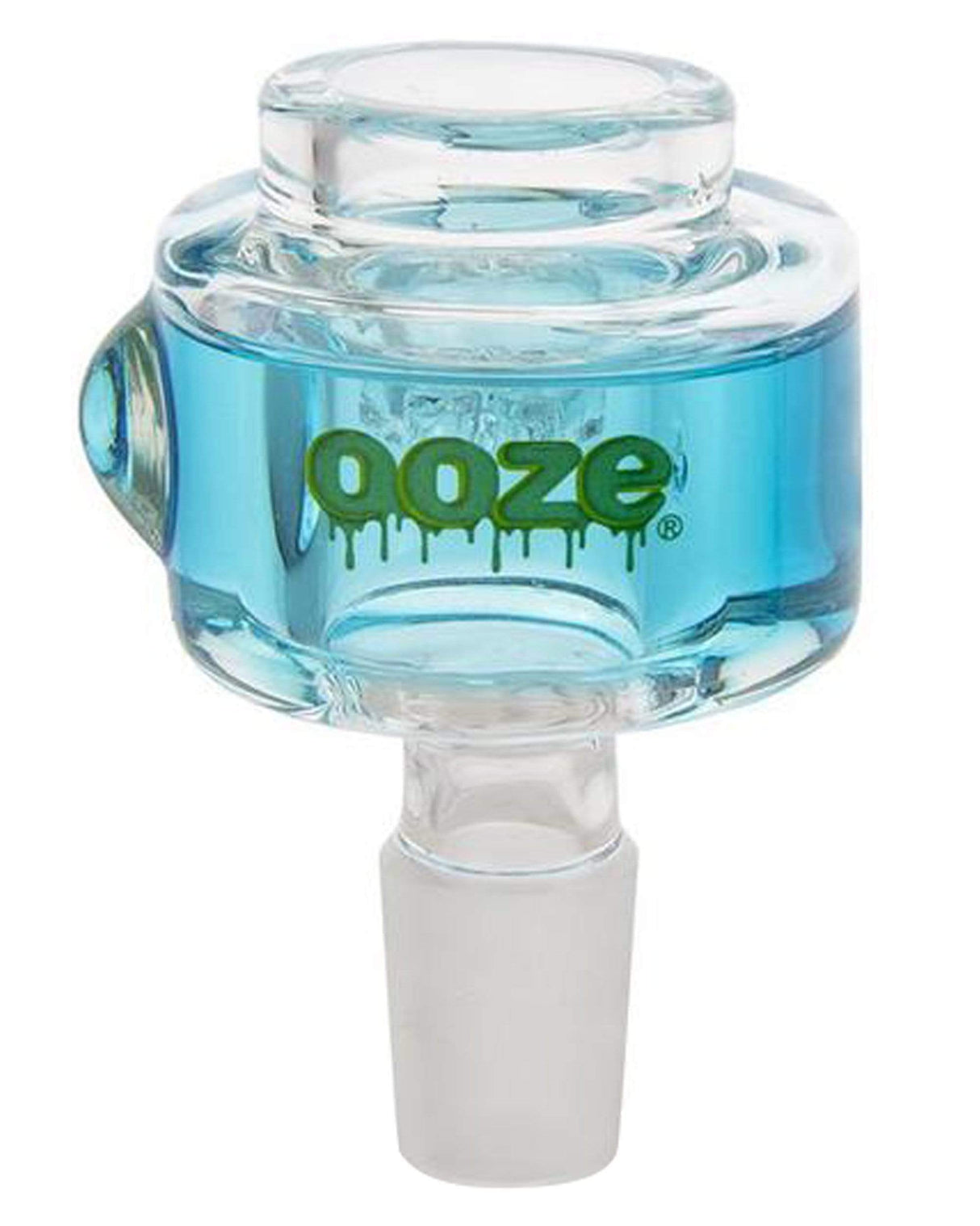 Ooze Glyco Freezeable Glass Bowl in Aqua Teal, Heavy Wall for Dry Herbs, Front View