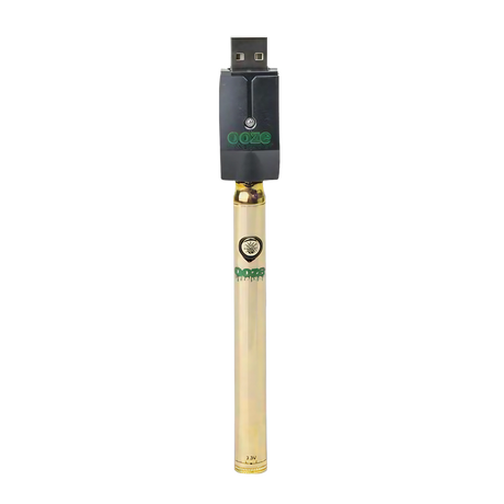 Ooze Slim Twist Battery in Gold with USB Charger, 510 Thread for Vaporizers, Front View