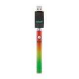 Ooze Slim Twist Vape Battery in Rainbow with USB Charger, 510 Thread, Front View