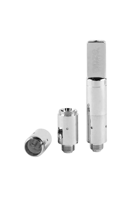 Ooze Slim Twist Pro Wax Atomizer Tank in Chrome, Quartz Glass, ideal for concentrates