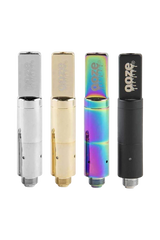 Ooze Slim Twist Pro Atomizer Tank for concentrates in silver, gold, rainbow, and black