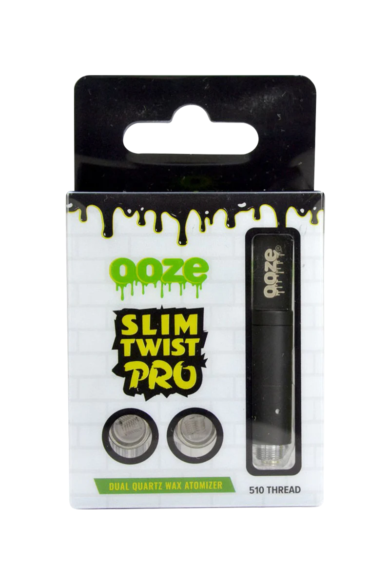 Ooze Slim Twist Pro Wax Atomizer Tank with dual quartz, front view on white background