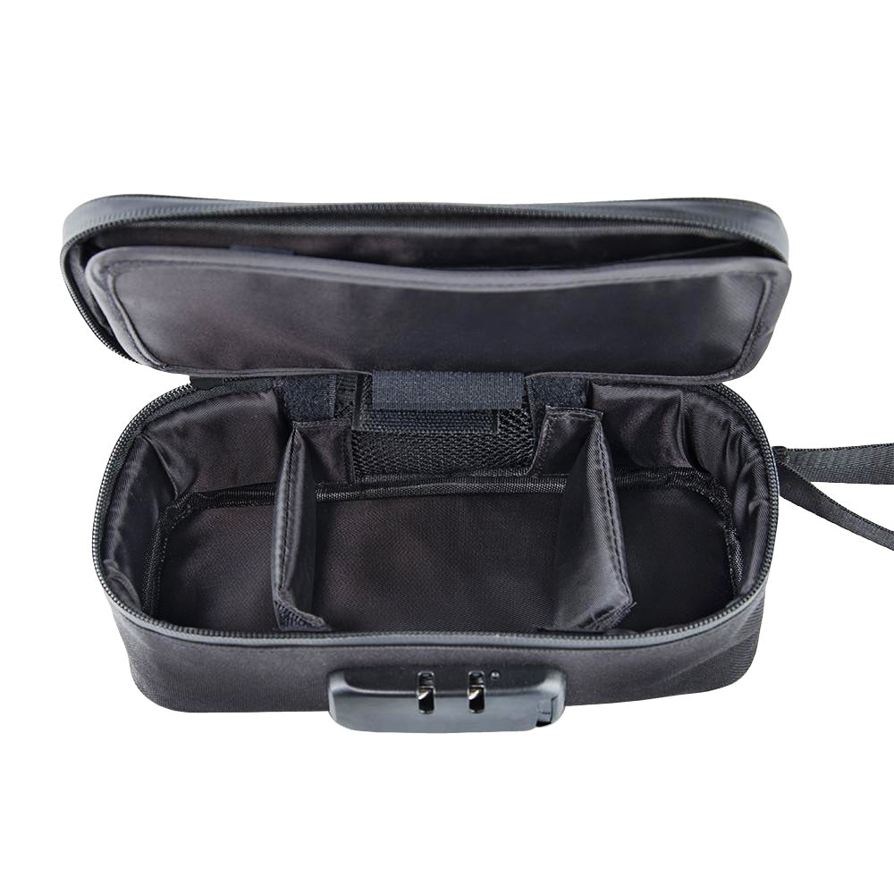 Ooze Smell Proof Travel Pouch open view showing internal compartments for secure storage
