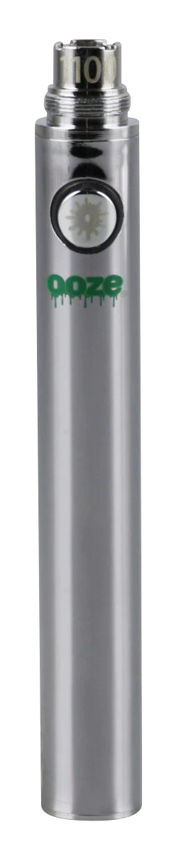 Ooze Standard 1100mAh 510 Threaded Battery in Silver, Front View, for Vaporizers - 5 Pack
