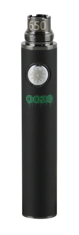 Ooze Standard 650mAh Battery in Black - Front View with Logo for Vaporizers