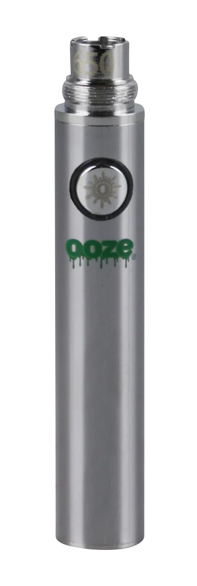 Ooze Standard 650mAh Vaporizer Battery in Silver - Front View