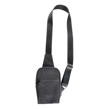 Ooze Traveler Series Smell Proof Crossbody Bag in Black, Front View