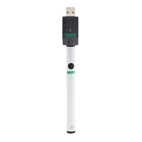 Ooze Twist Slim 510 White Battery 2.0 with USB Charger, 320mAh capacity, front view on white background