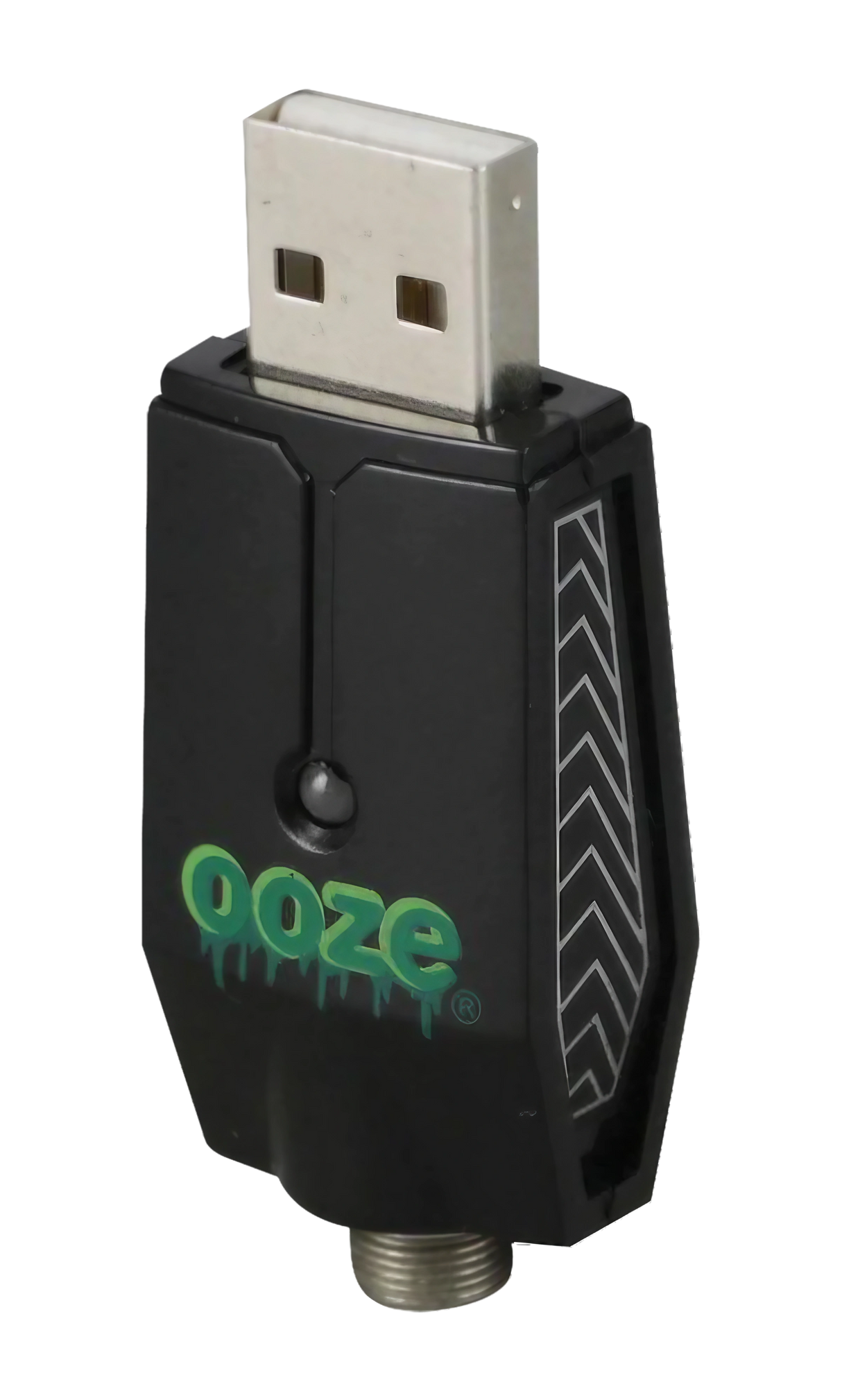 Ooze USB Smart Charger for Vape Batteries, 510 Thread, Front View on Seamless White
