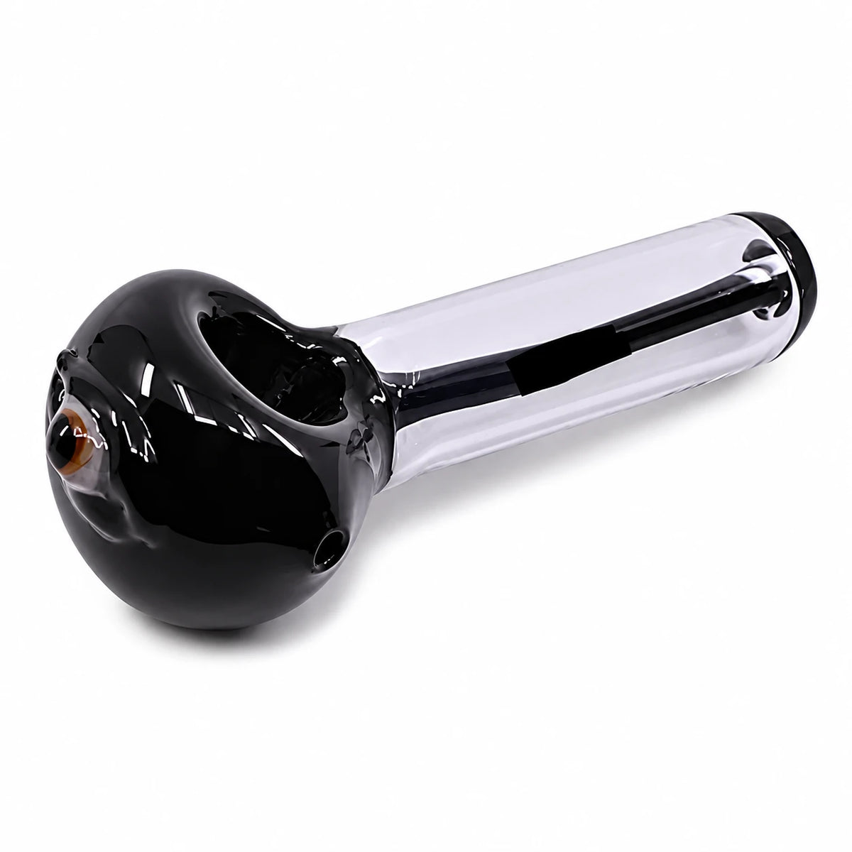 4" Black Clear Glass Hand Pipe