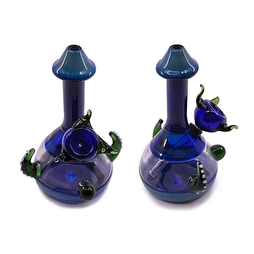 8" Mushroom Art Glass Bubbler