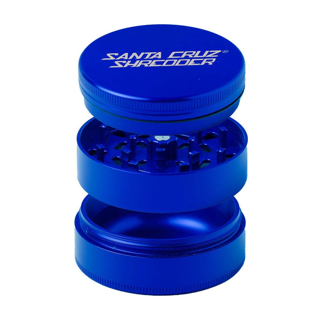 Santa Cruz Shredder Large 3-Piece Grinder in Blue, Portable Aluminum Design, For Dry Herbs