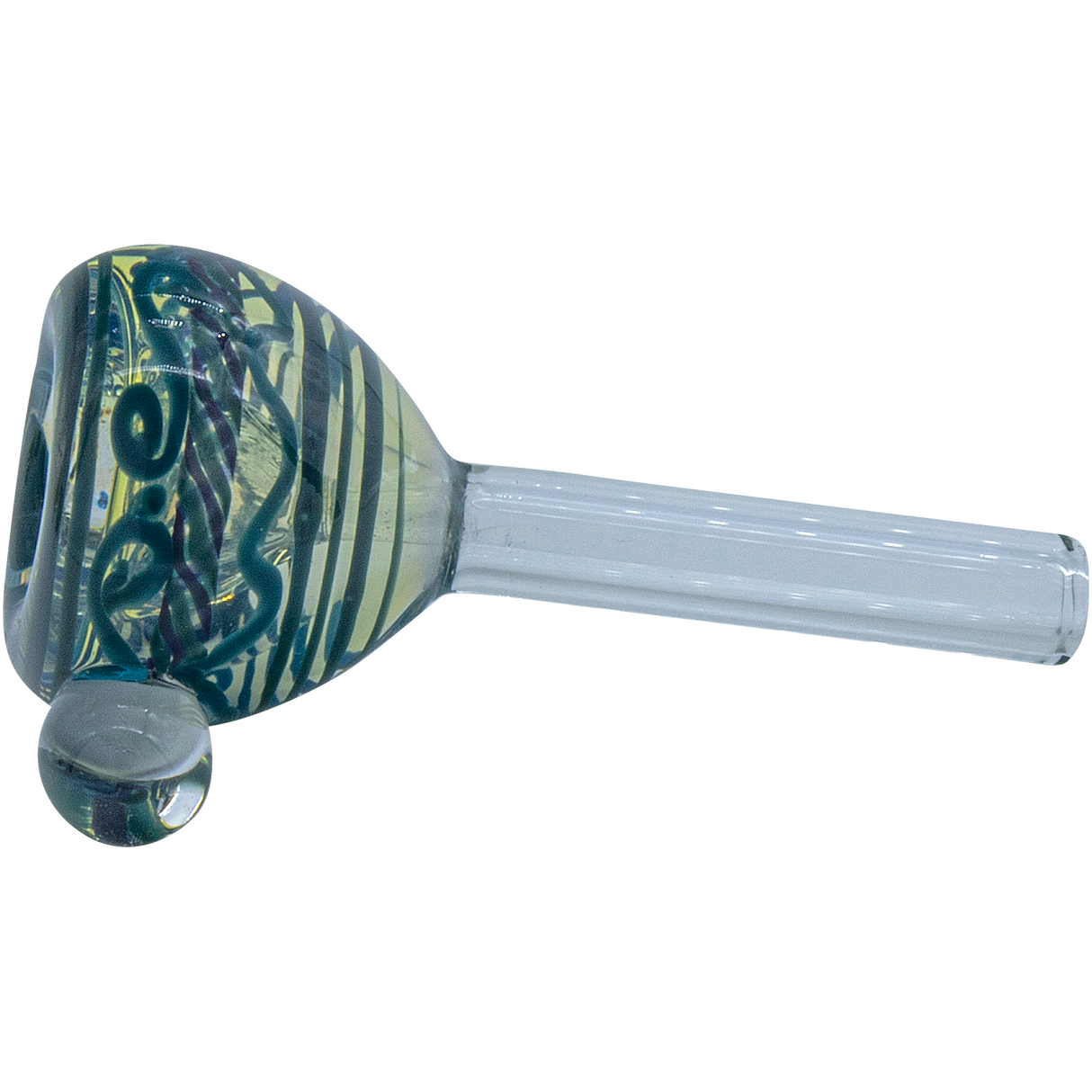 LA Pipes Painted Warrior Pull-Stem Slide Bowl in Blue Hues, Grommet Joint, for Bongs