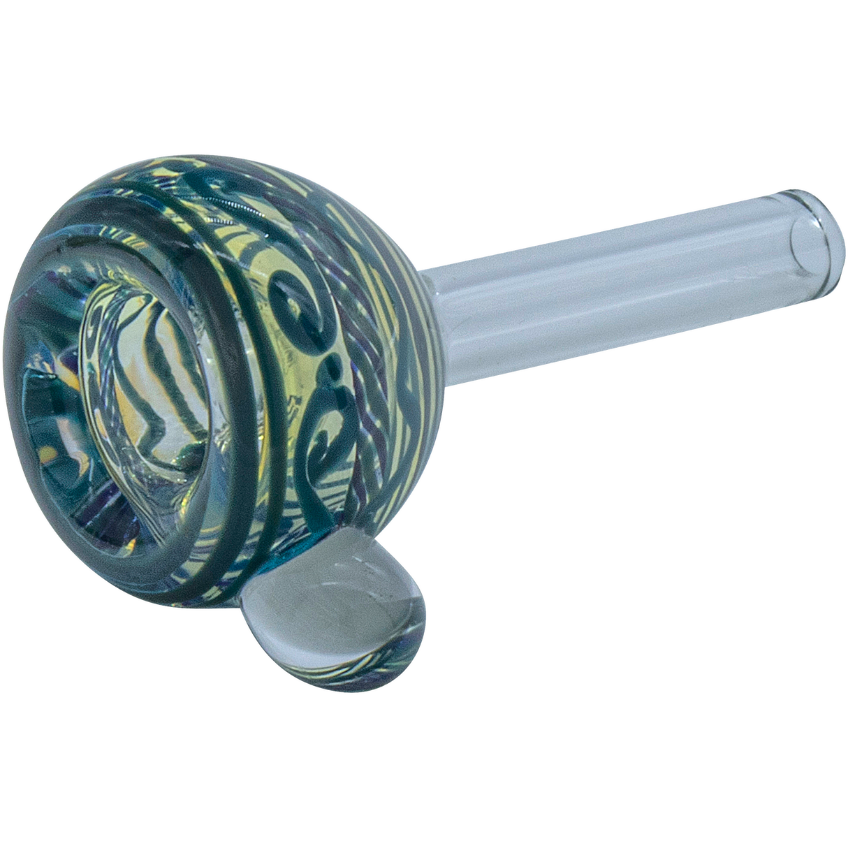 LA Pipes Painted Warrior Pull-Stem Slide Bowl for Bongs, Grommet Joint Design, Side View