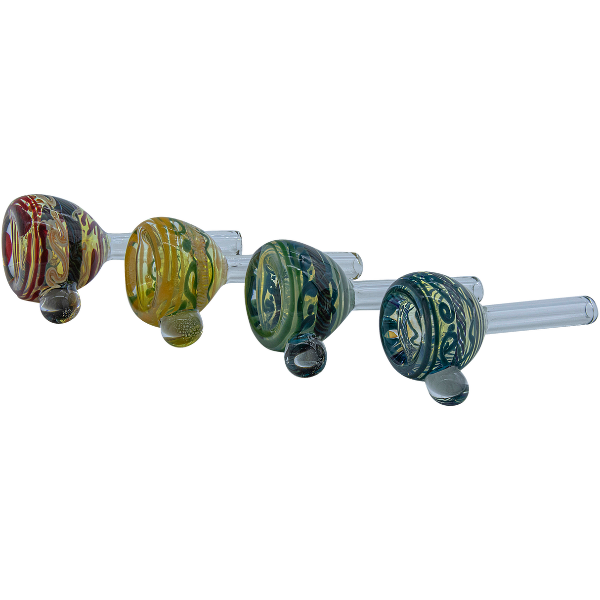 LA Pipes Painted Warrior Pull-Stem Slide Bowl for Bongs, Grommet Joint, Side View