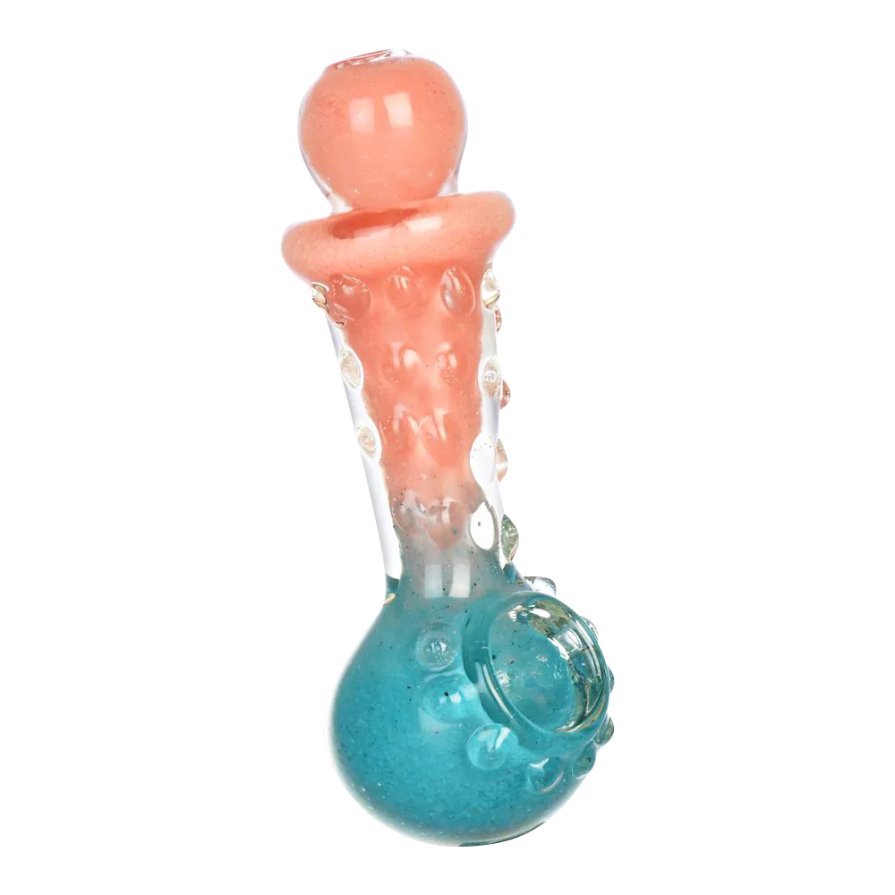 Pastel Ombre Textured Glass Hand Pipe with Marbles, Compact 4.5" Spoon Design