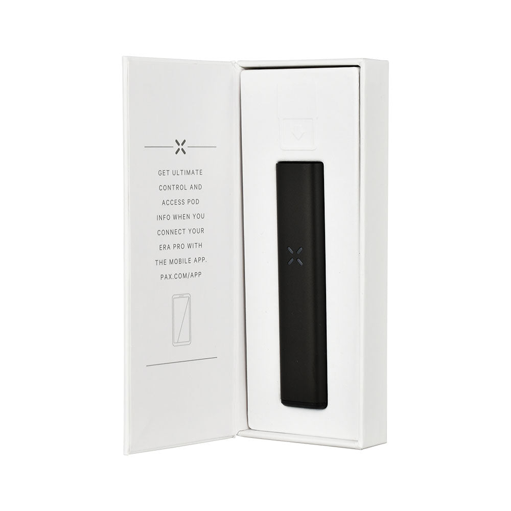 PAX ERA Pro Pod Vaporizer in Onyx, battery-powered, for concentrates, with packaging