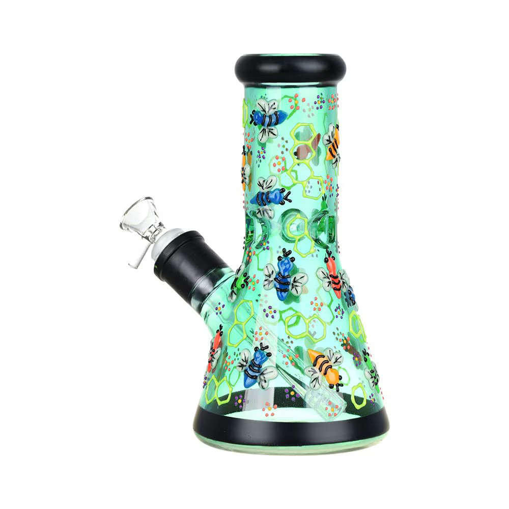 Phantasmagoric Glow In The Dark Glass Beaker Water Pipe | 8" | 14mm F | Designs Vary