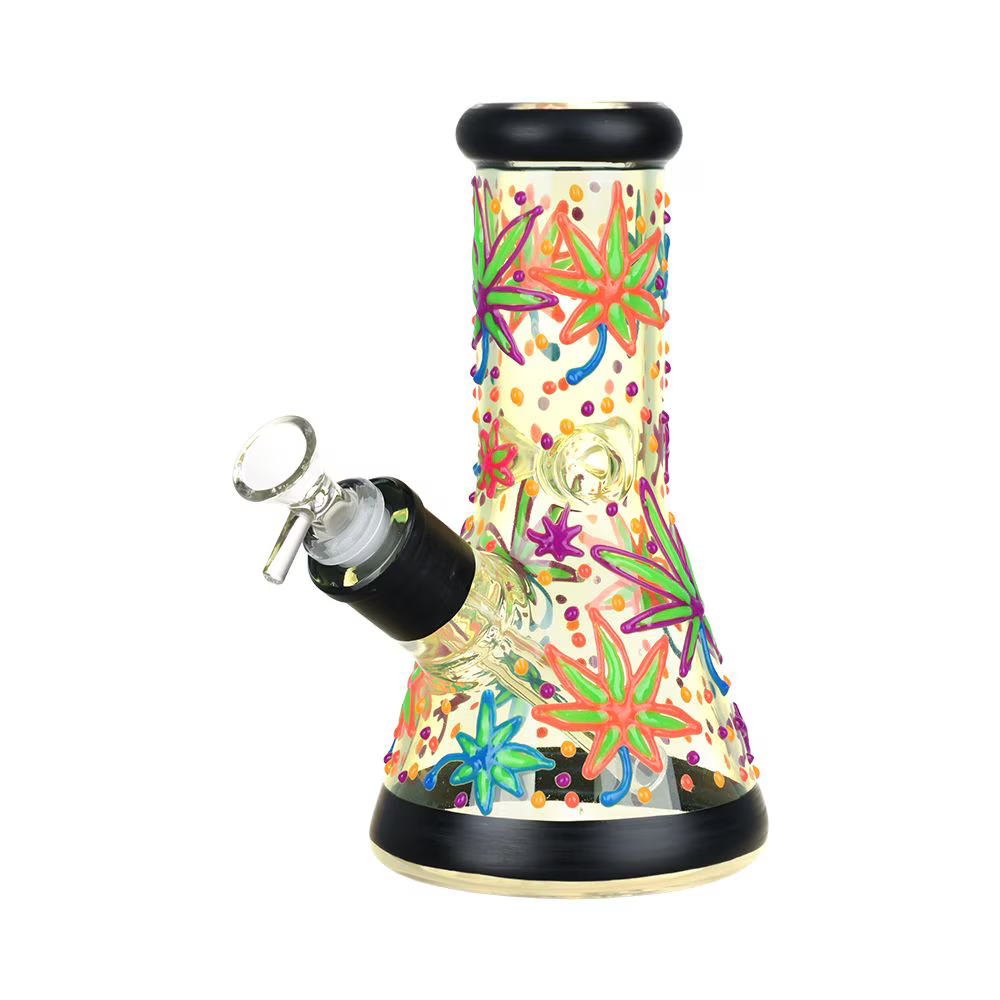 Phantasmagoric Glow In The Dark Glass Beaker Water Pipe | 8" | 14mm F | Designs Vary