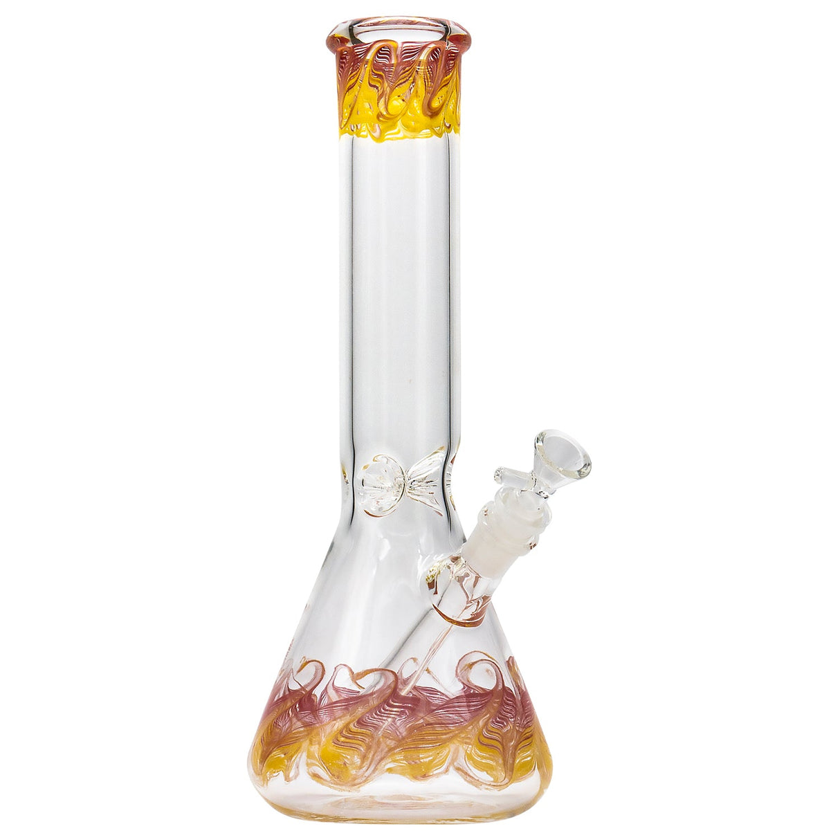 LA Pipes 'Phoenix Rising' Color Wrapped Beaker Bong, 12-inch, Red Hues, USA Made