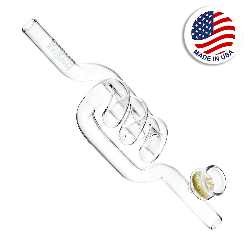 Phoenix Rising Double Barrel Loop De Loop Hand Pipe Top View with Intricate Design