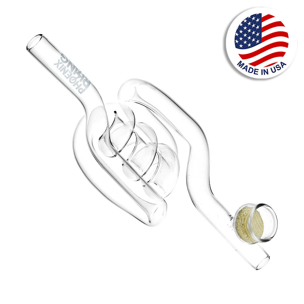 Phoenix Rising Double Barrel Loop De Loop Hand Pipe - Clear Glass - Top View