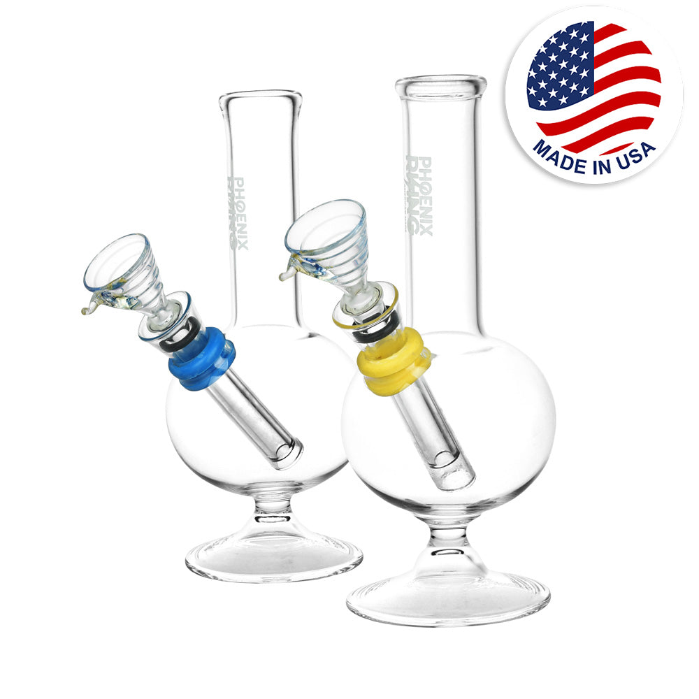 Phoenix Rising Mini Bubble Water Pipes - 6.75" with Colored Accents, Front View