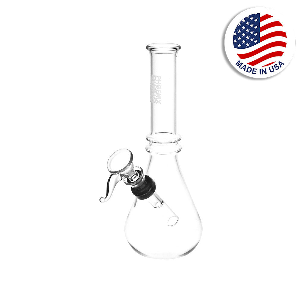 Phoenix Rising Clear Beaker Water Pipe - 6.75" Front View with Removable Bowl