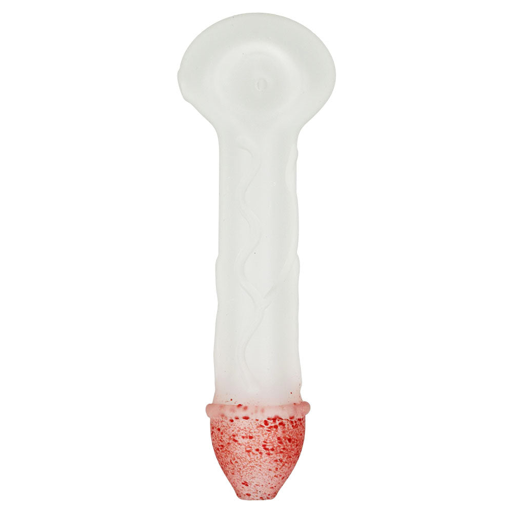 Phosphorescent Phallus Glow in the Dark Glass Pipe, 6.25" Borosilicate, Front View
