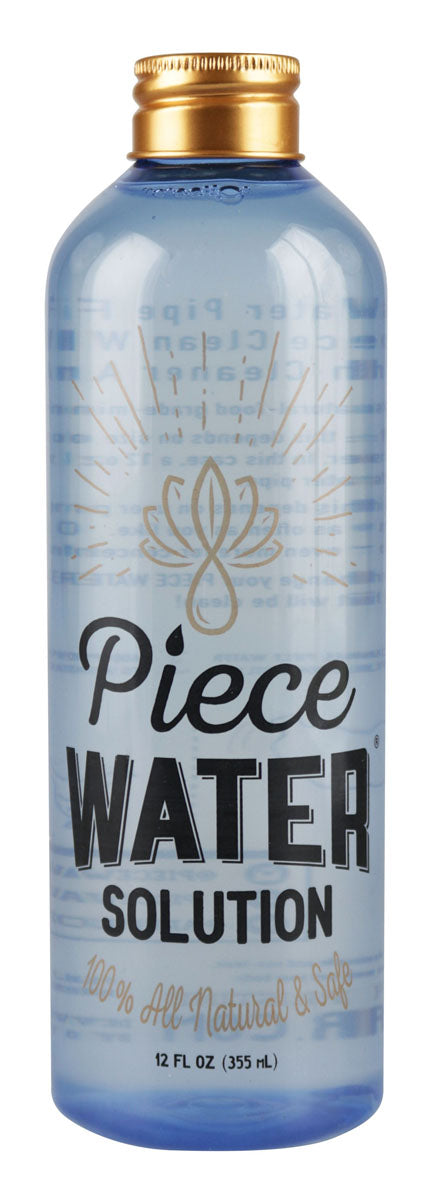 Piece Water Solution 12oz bottle, all-natural water pipe cleaner, front view on white background