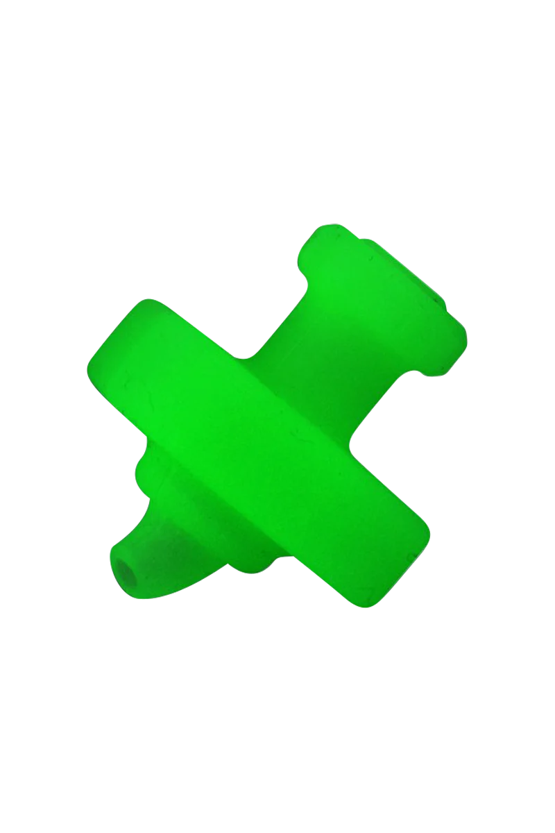 PieceMaker "Karb Kap" bright green silicone carb cap for dab rigs, 30mm size, angled view