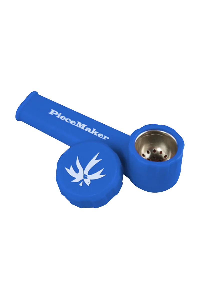 PieceMaker "Karma" Silicone Pipe in Blue, 3.5" Length, Steel Bowl, Portable Design