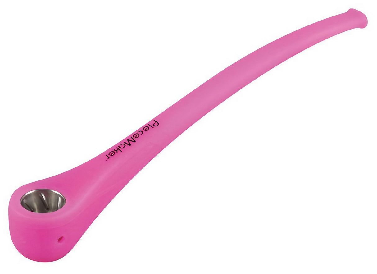 PieceMaker Konjuror 12" Silicone Pipe in Pink with Steel Bowl - Durable & Travel-Friendly