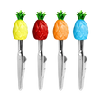 Colorful Pineapple Glass Memo Clips 4 Pack, front view on white background, ideal for rolling accessories