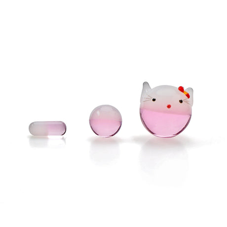Pinky Kitty Glass Slurper Set for Dab Rigs - Front View on White Background