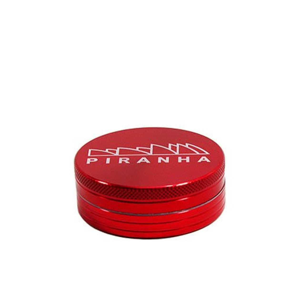 Piranha 2 Piece 2.2" Red Grinder - Compact Aluminum Herb Grinder Front View