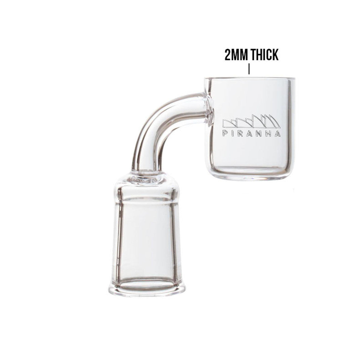 Piranha Quartz 2mm Flat Top Banger Nail at 90 Degree Angle for Dab Rigs, Clear View